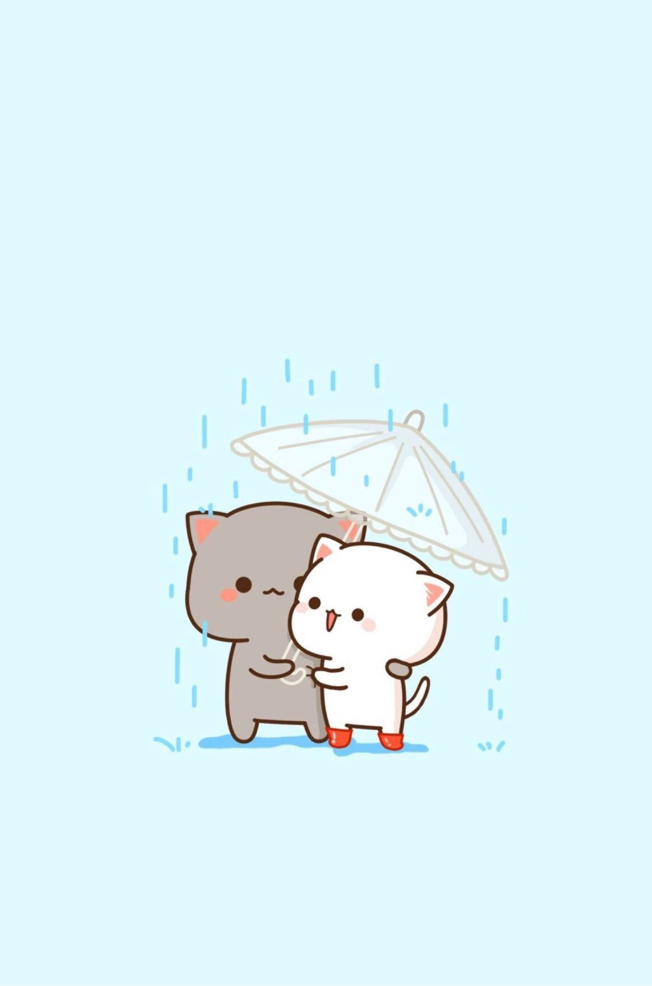 Cute Kawaii Cat Umbrella Background