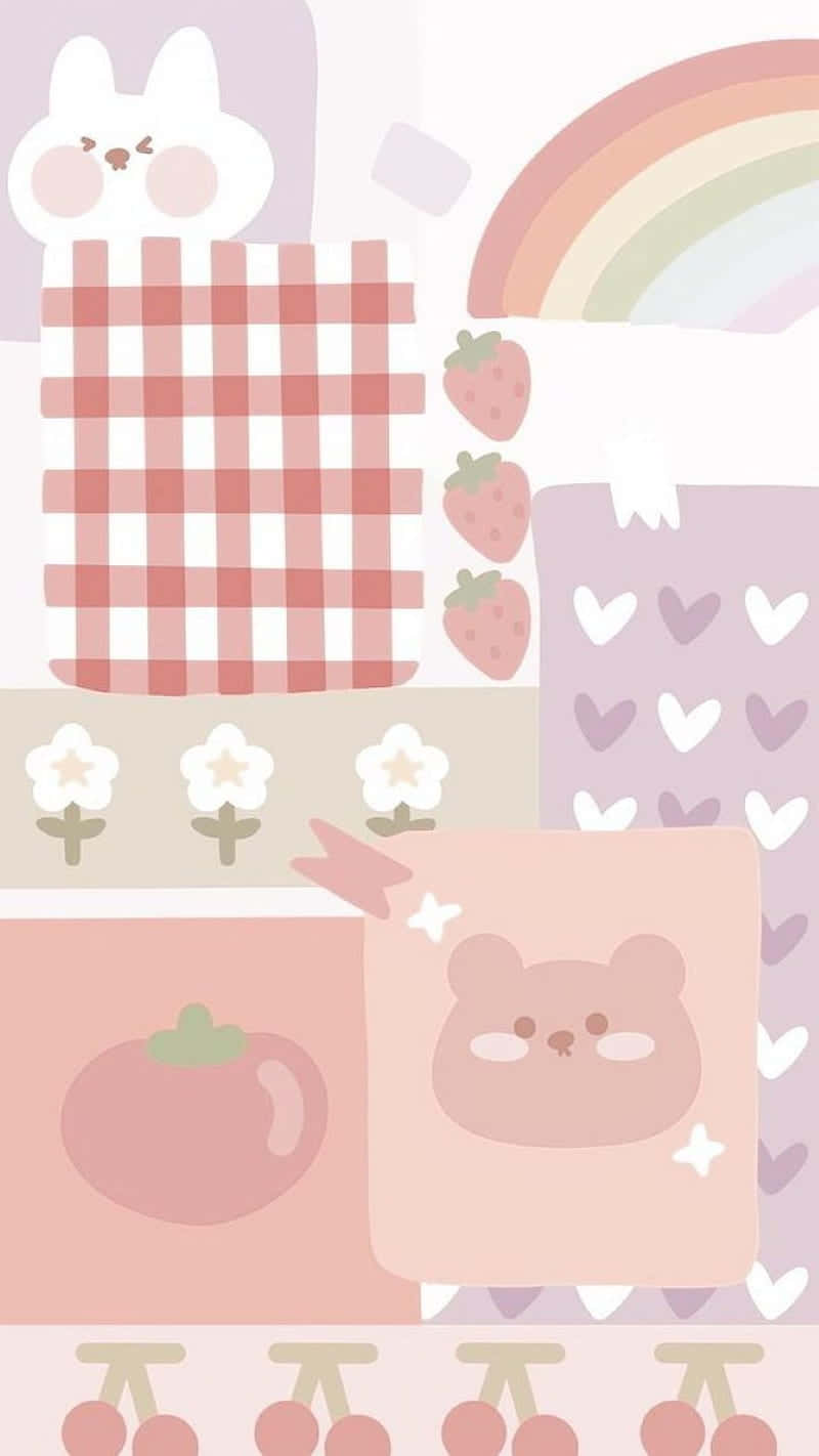 Cute Kawaii Character Collage Background