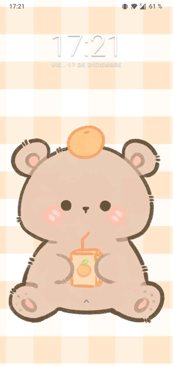 Cute Kawaii Lock Screen Cartoon Bear Background
