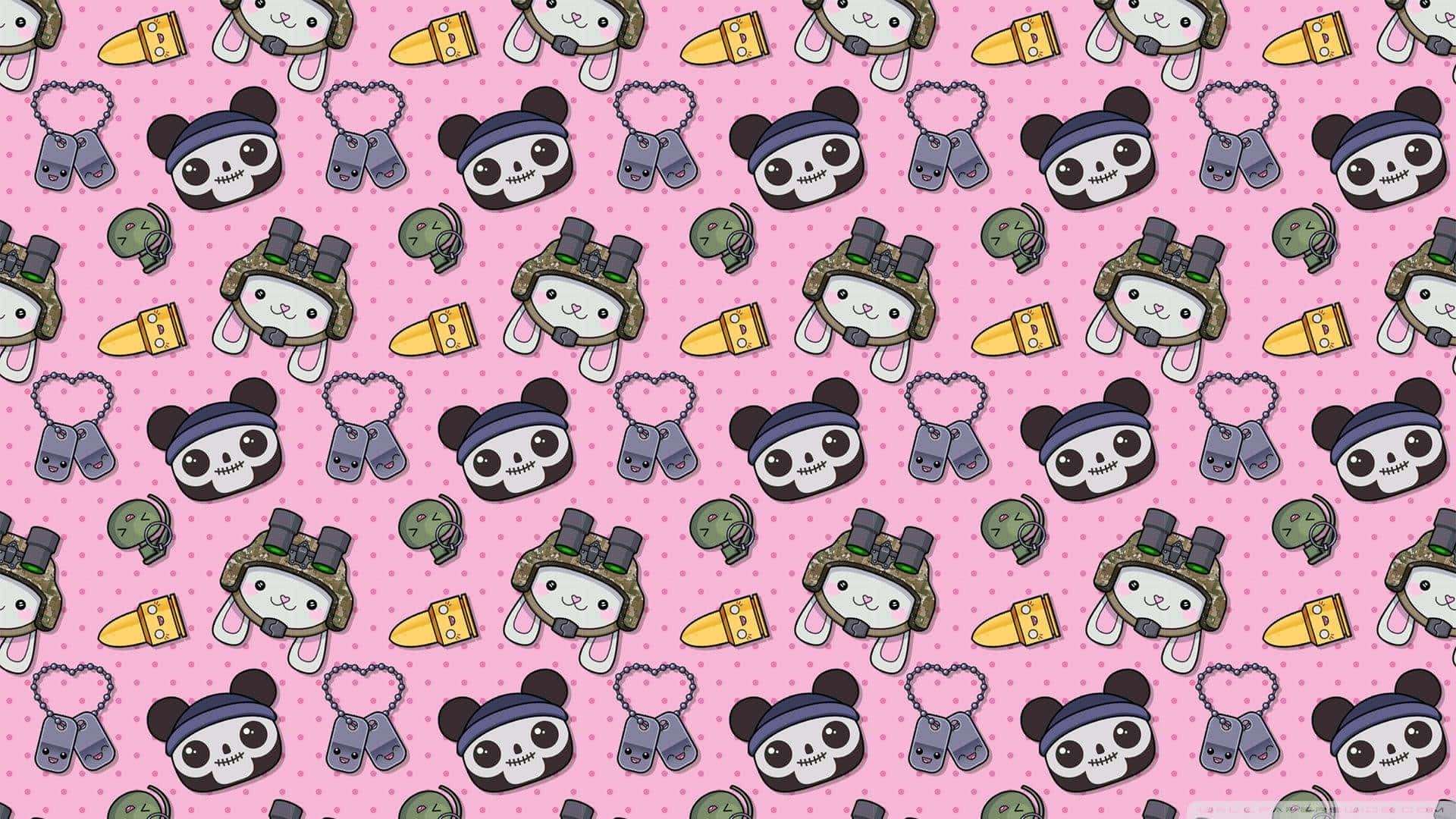 Cute Kawaii Panda And Bunny Pattern Background