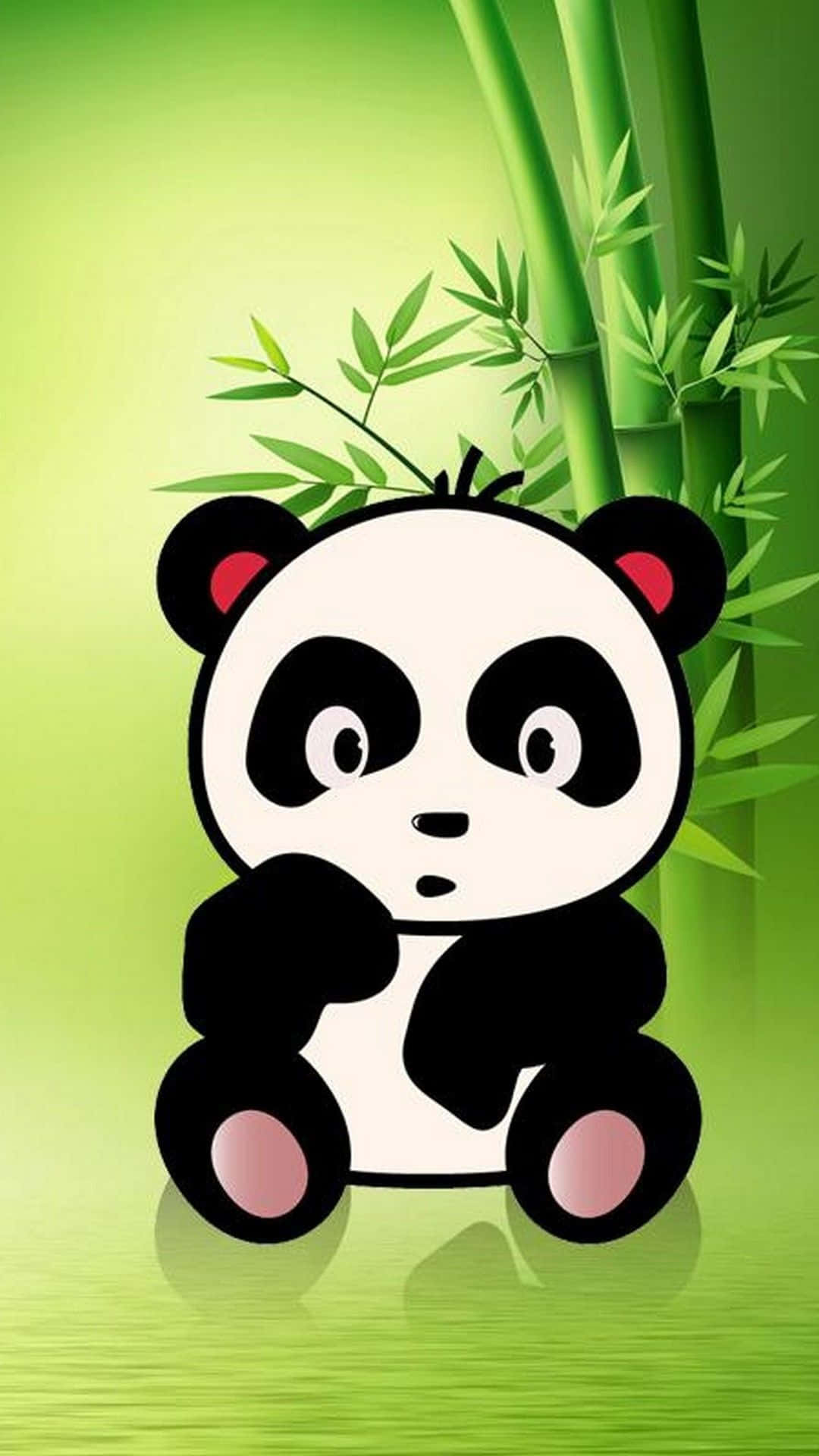 Cute Kawaii Panda With Flowers Background