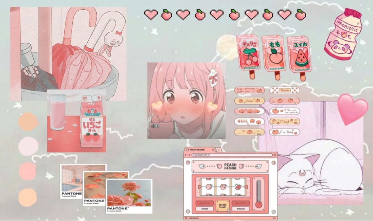 Cute Kawaii Pink Aesthetic Desktop Wallpaper Background