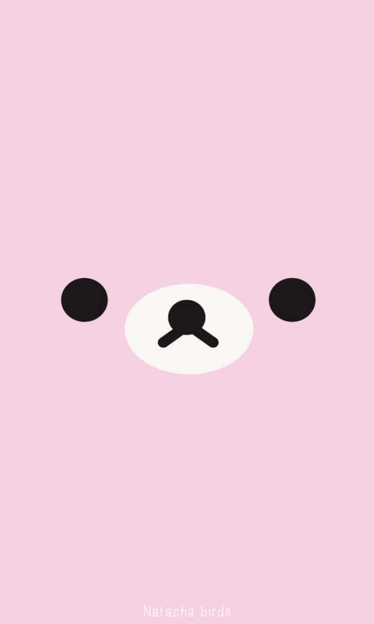 Cute Kawaii Pink Bear Face Background