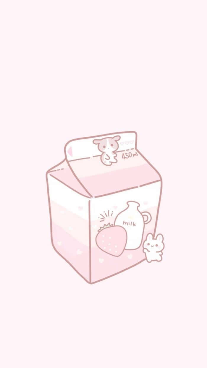 Cute Kawaii Pink Milk Box Background