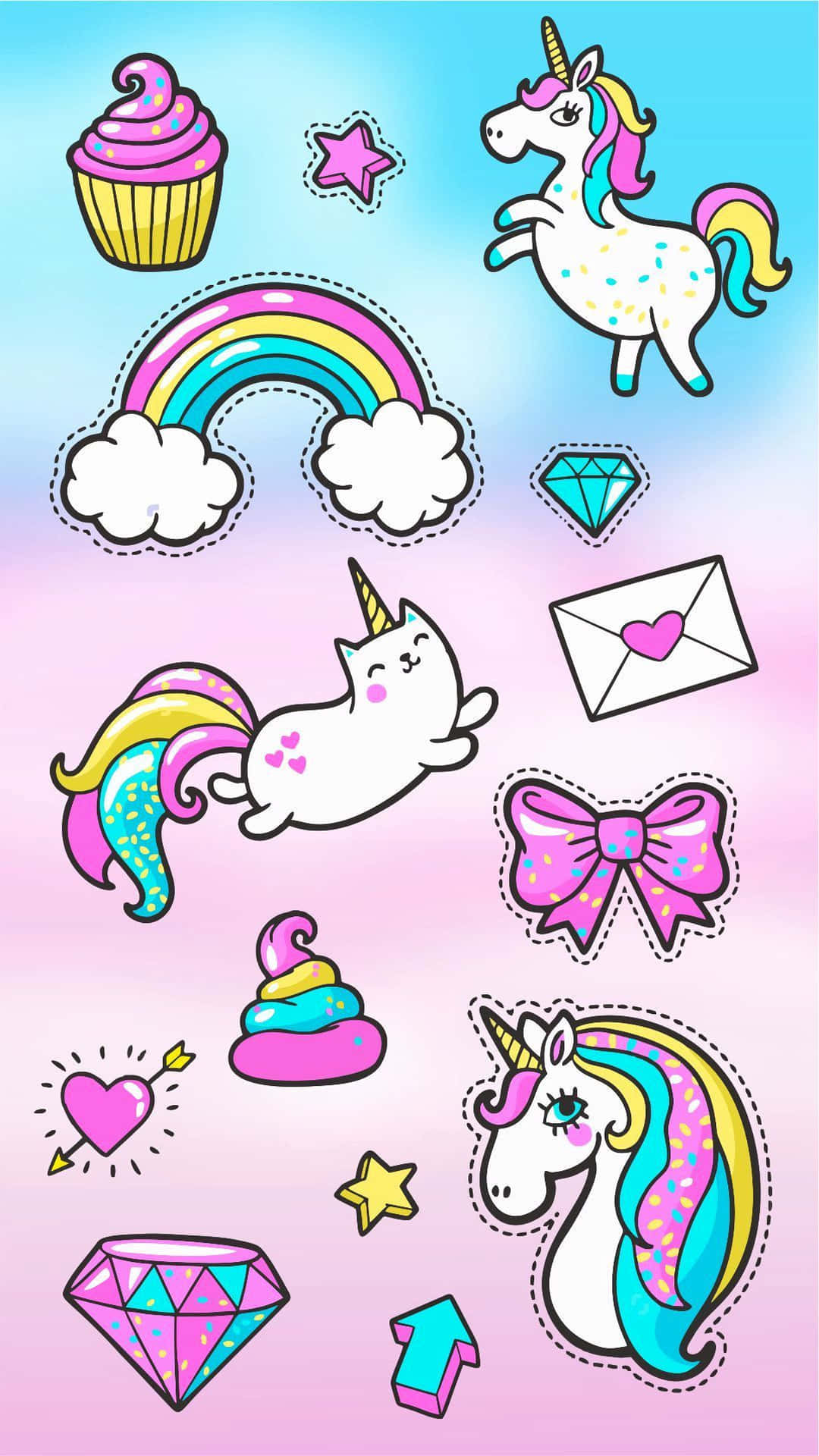 Cute Kawaii Unicorn Phone Pattern Background