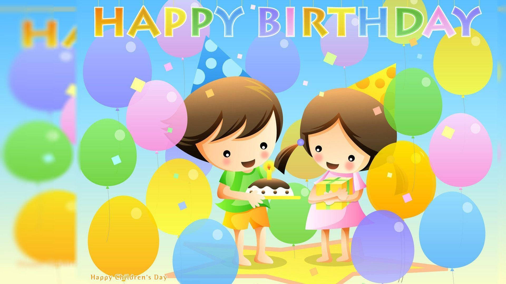 Cute Kids Balloons Birthday Background Background