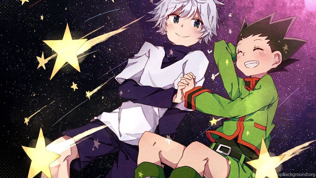 Cute Killua And Gon Holding Hands Background