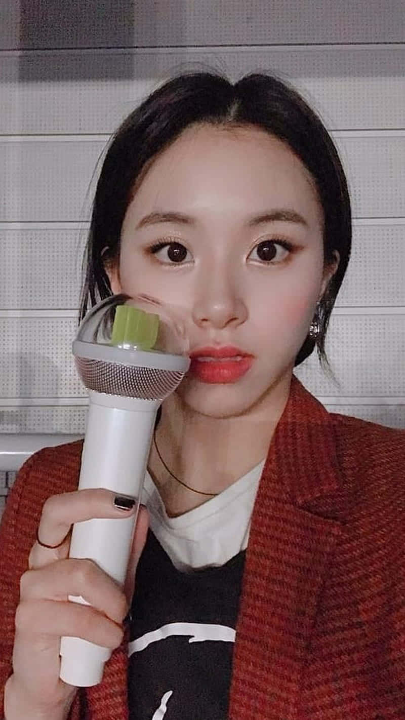 Cute Korean Singer Chaeyoung Light Stick Background