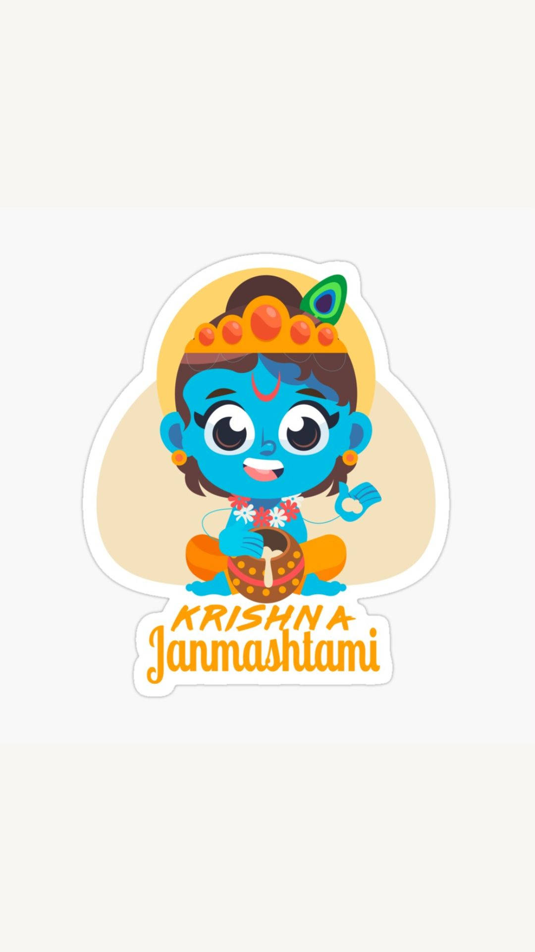 Cute Krishna Holding A Pot Background