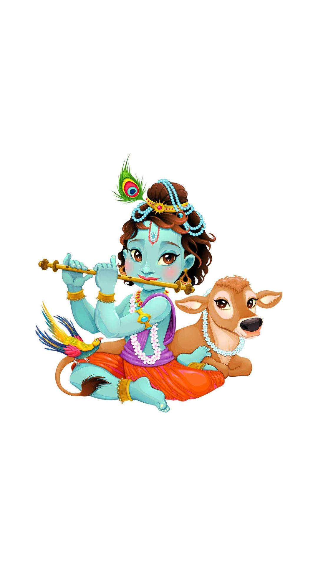 Cute Krishna Leaning On Lamb Background