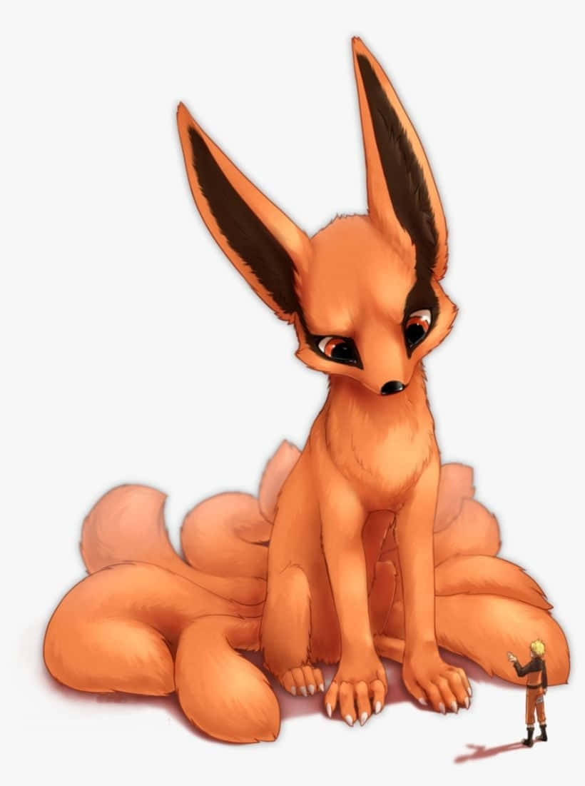 Cute Kurama Giant With Naruto Background