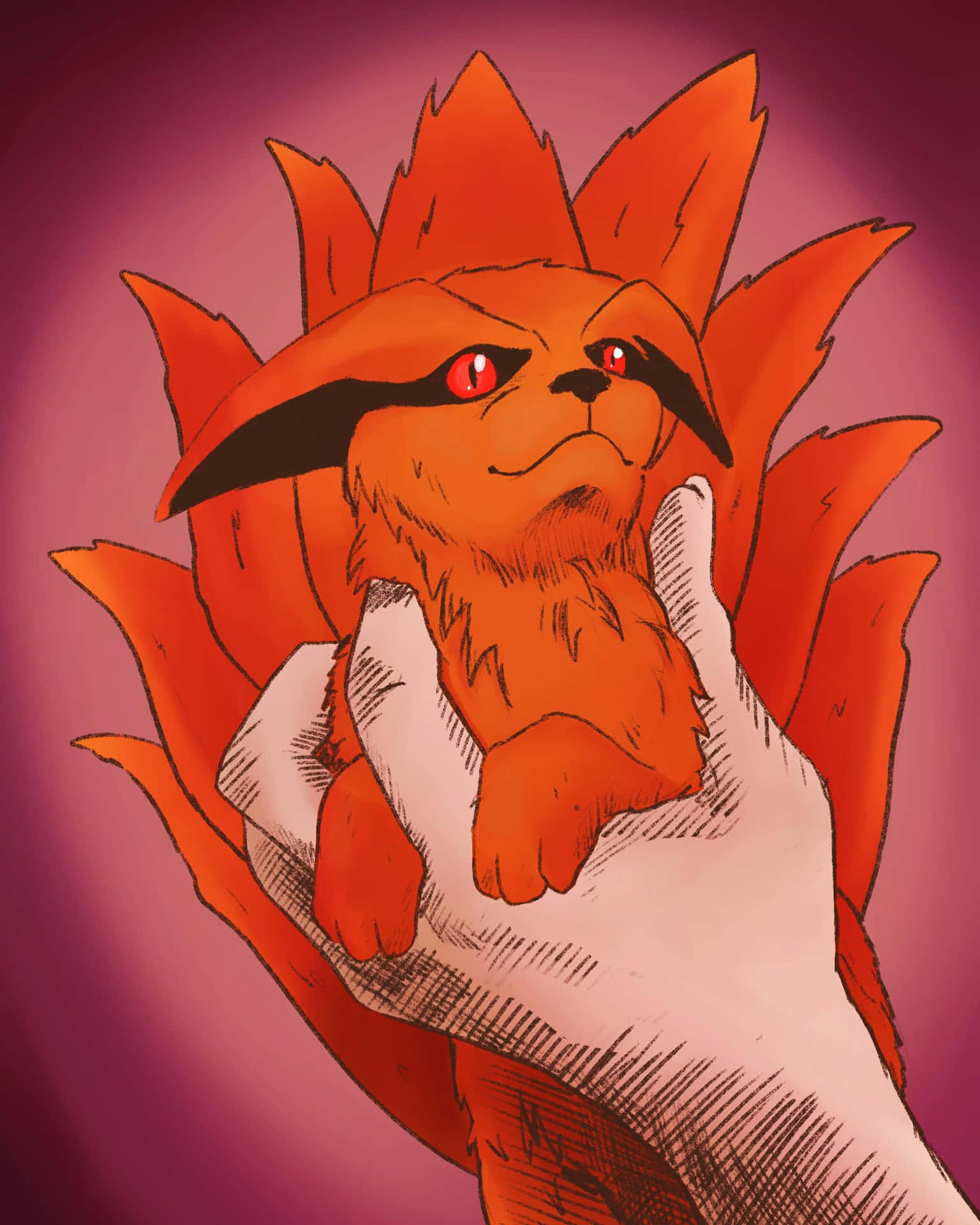 Cute Kurama In Hand Naruto Background