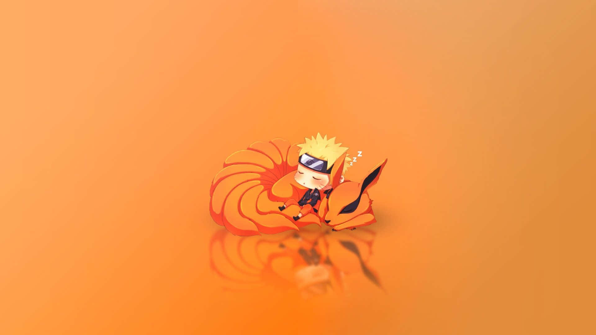 Cute Kurama Naruto Orange Aesthetic Background