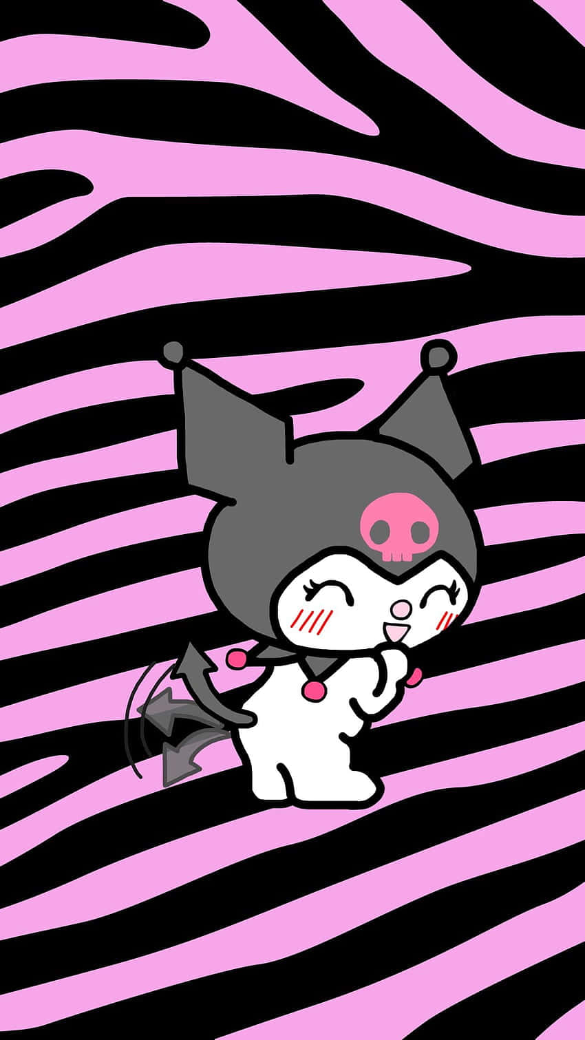 Cute Kuromi Black And Pink Pattern