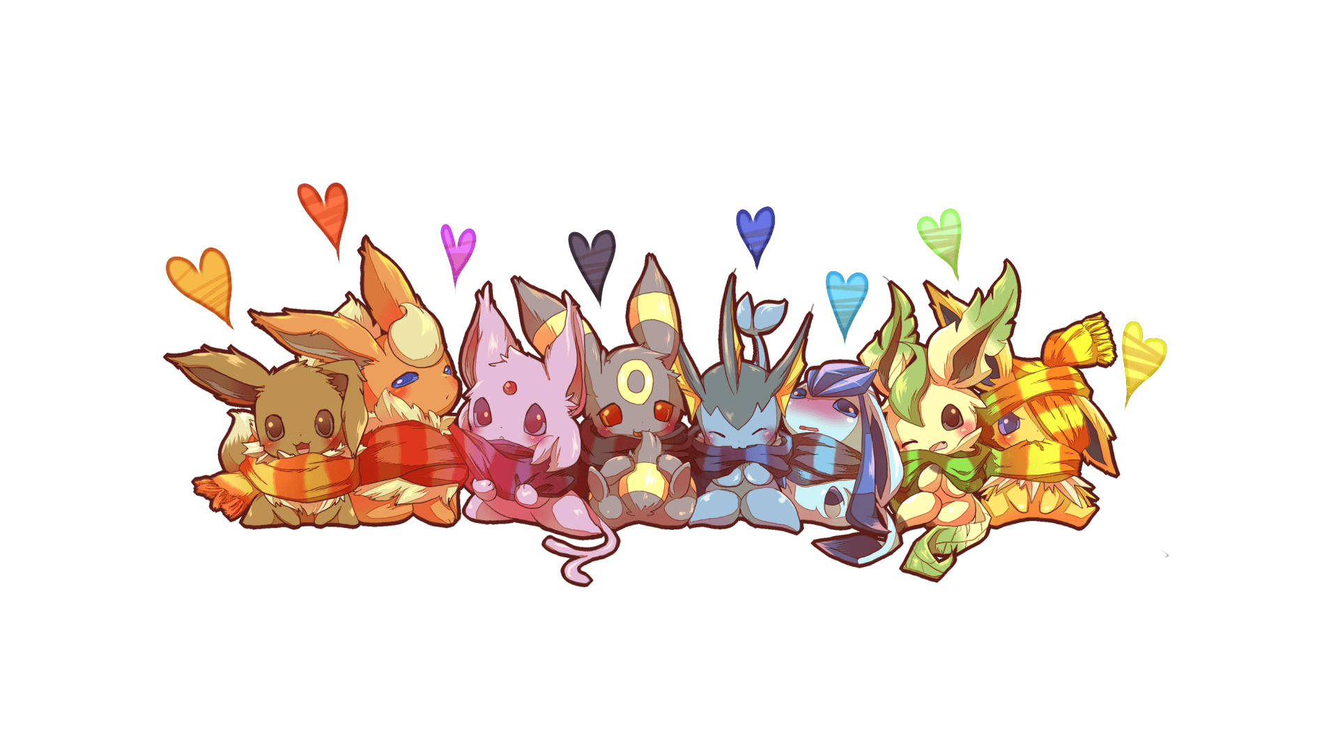 Cute Leafeon And Eeveelutions With Hearts