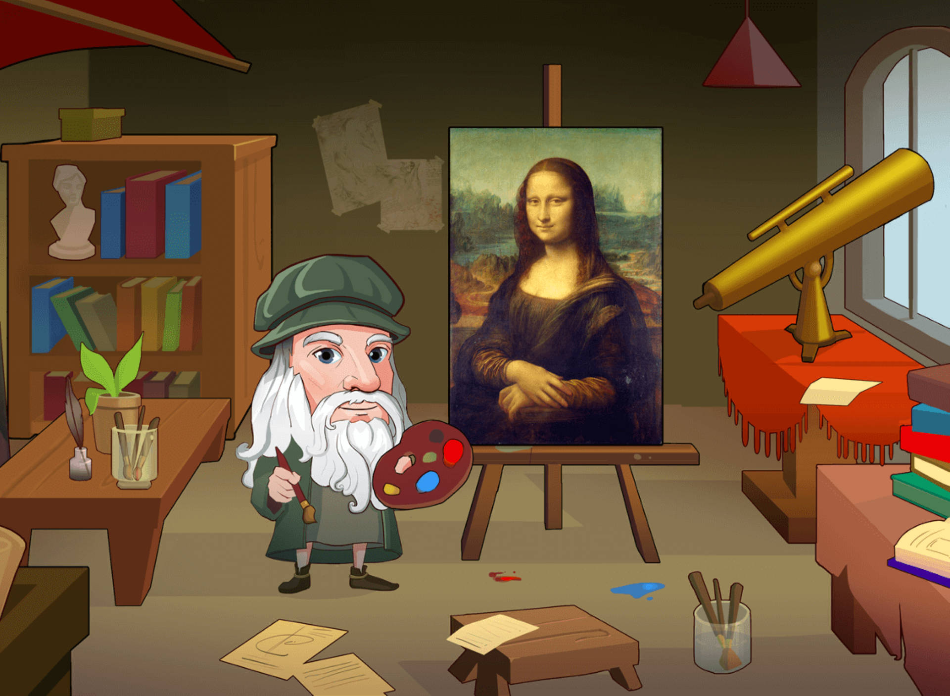 Cute Leonardo Da Vinci Graphic Art Background