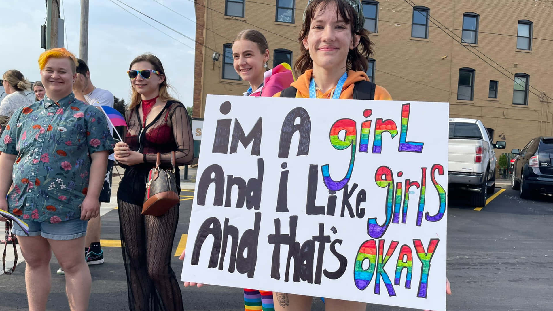 Cute Lgbt Activist Broadway Avenue Photograph Background