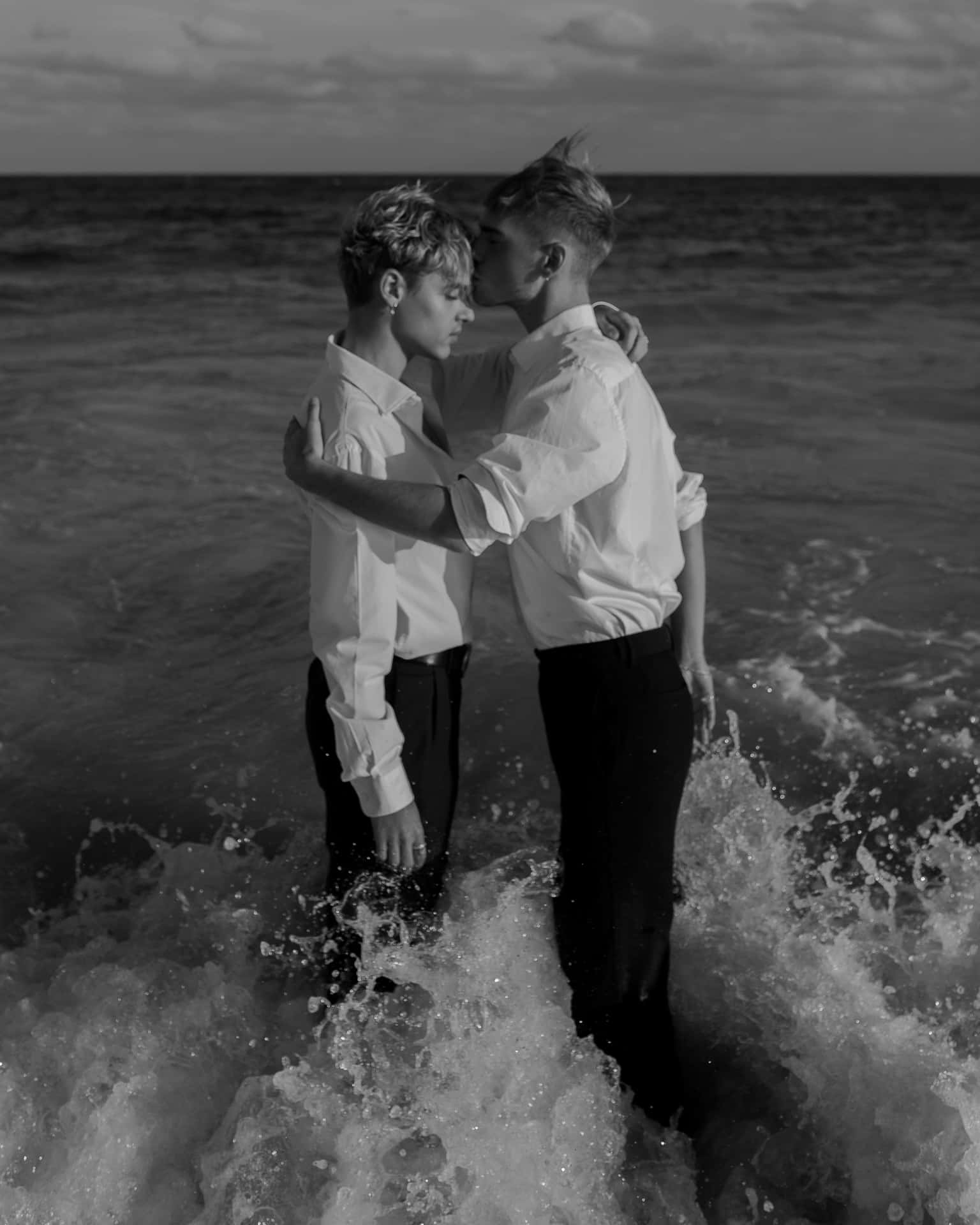 Cute Lgbt Couple Vintage Monochrome Background