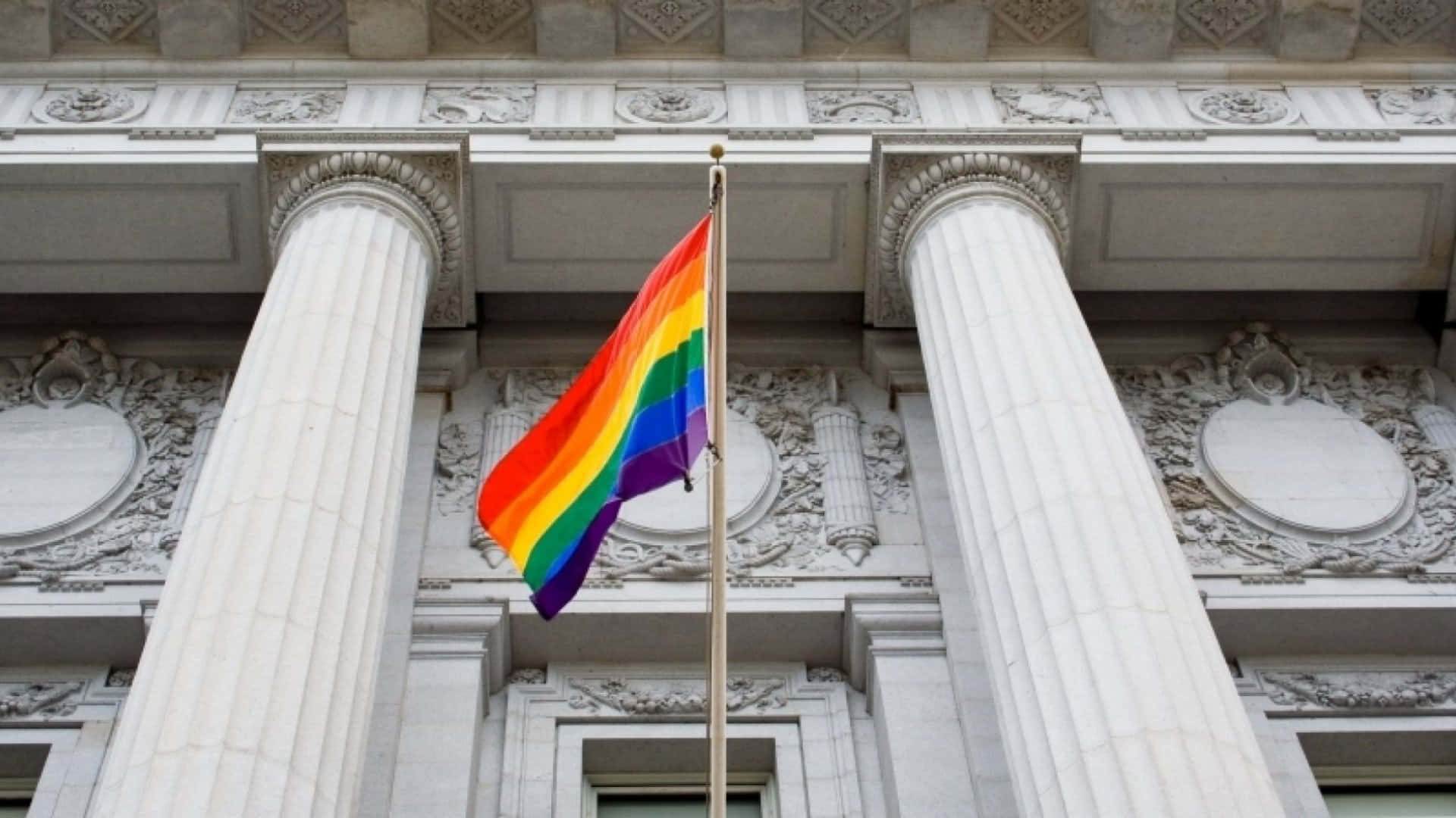 Cute Lgbt Rainbow Flag San Francisco City Hall Background