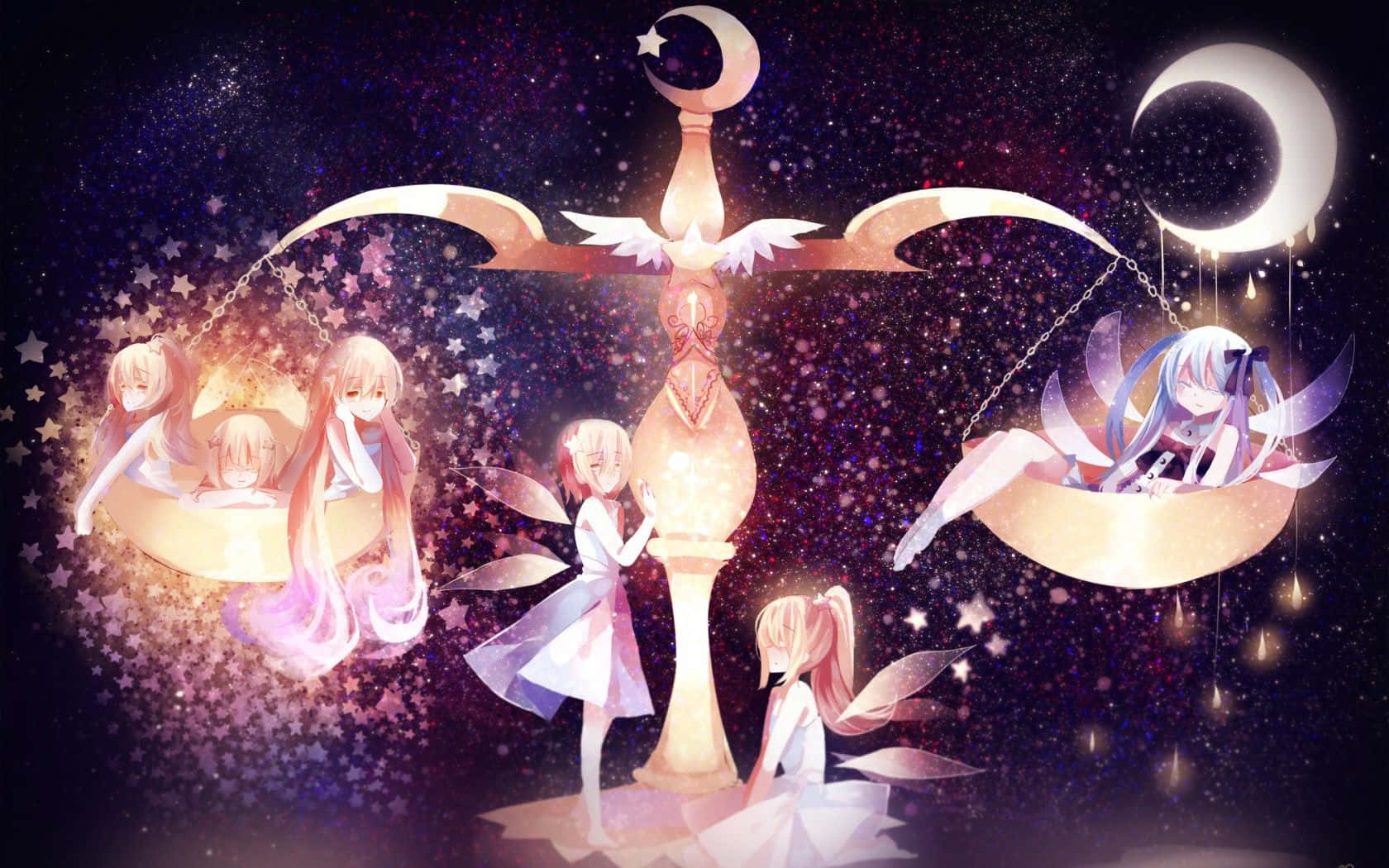 Cute Libra Fairy Aesthetic Digital Art Background