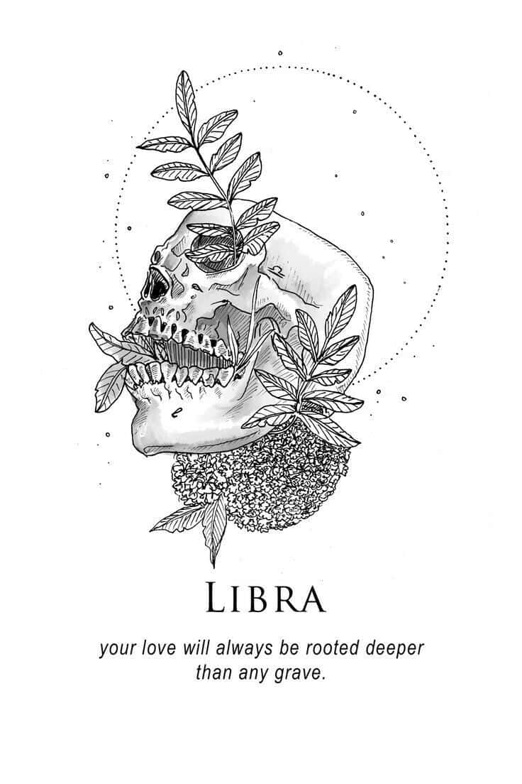 Cute Libra Skull Digital Illustration Background