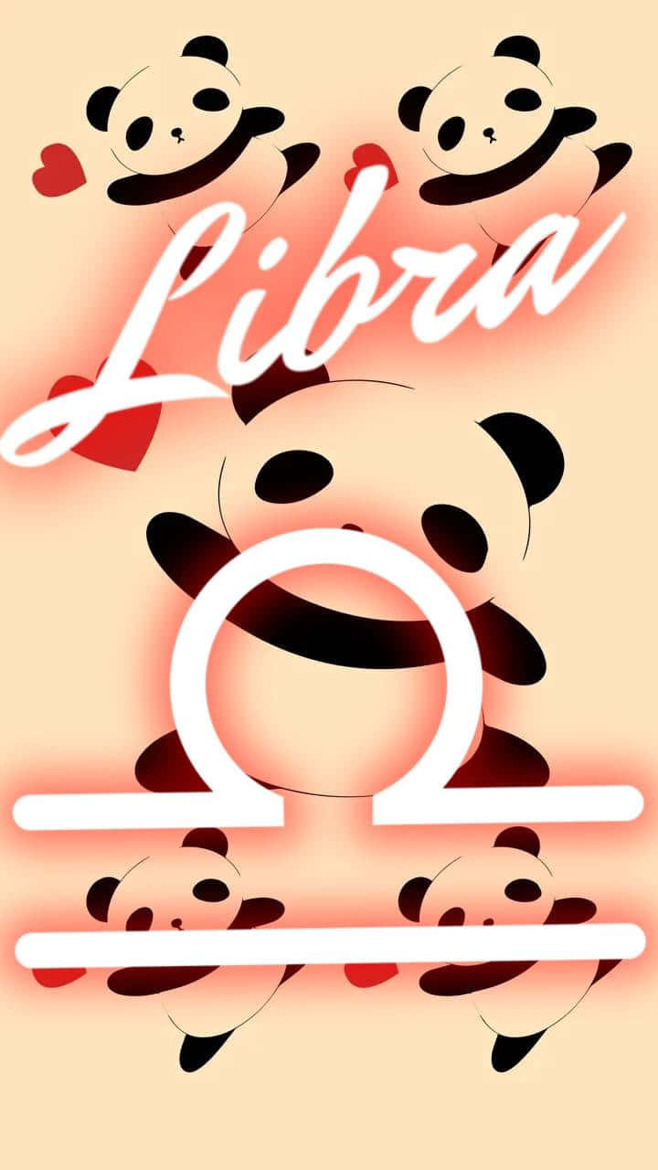 Cute Libra Zodiac With Pandas Graphic Design Background