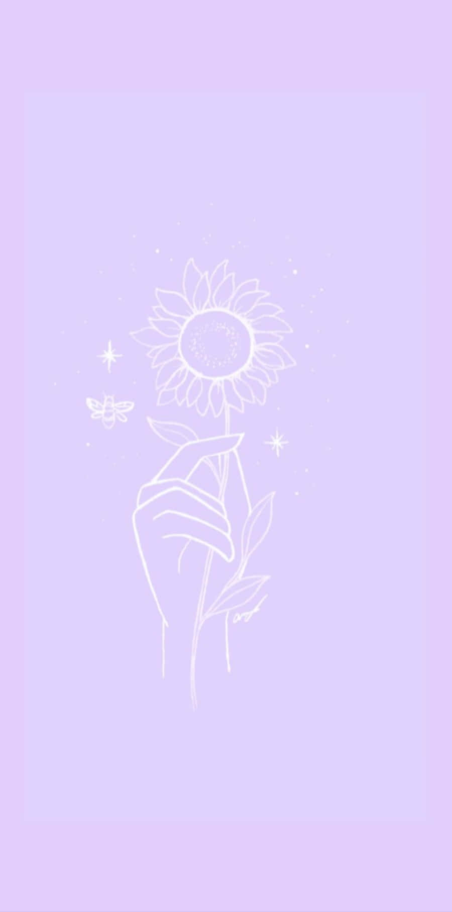 Cute Light Purple Hand With Flower Drawing Background