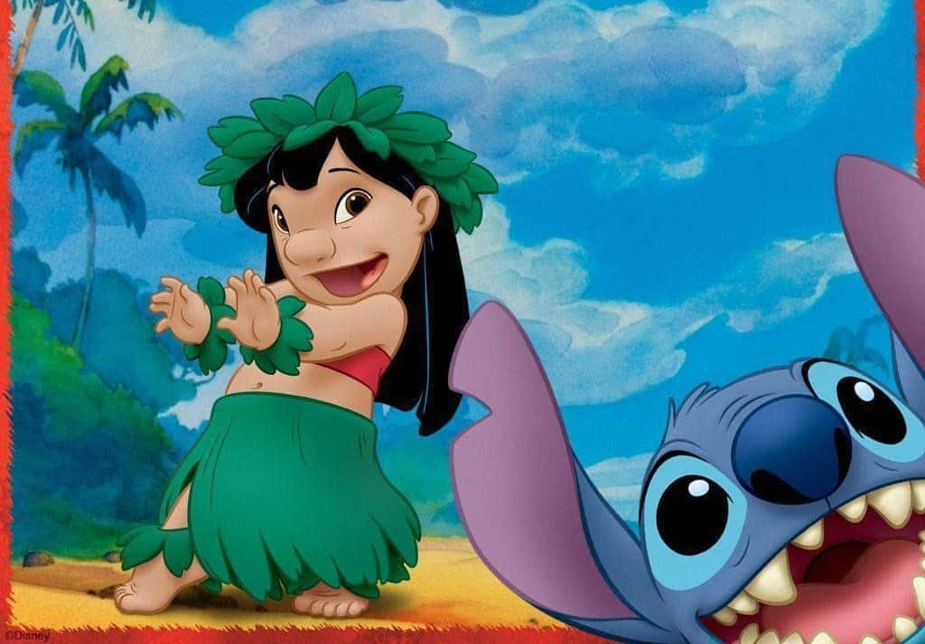 Cute Lilo And Stitch Sharing A Heartwarming Moment Background