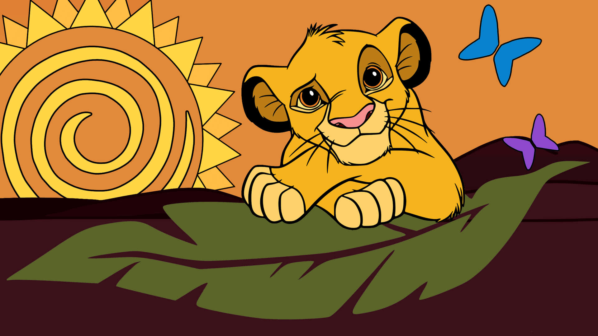 Cute Lion King Baby Simba Tribal Art Background