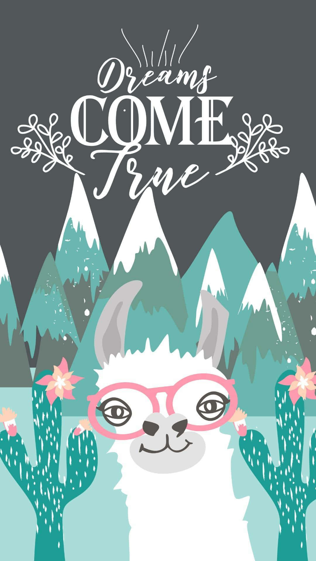 Cute Llama Dreams Come True Background