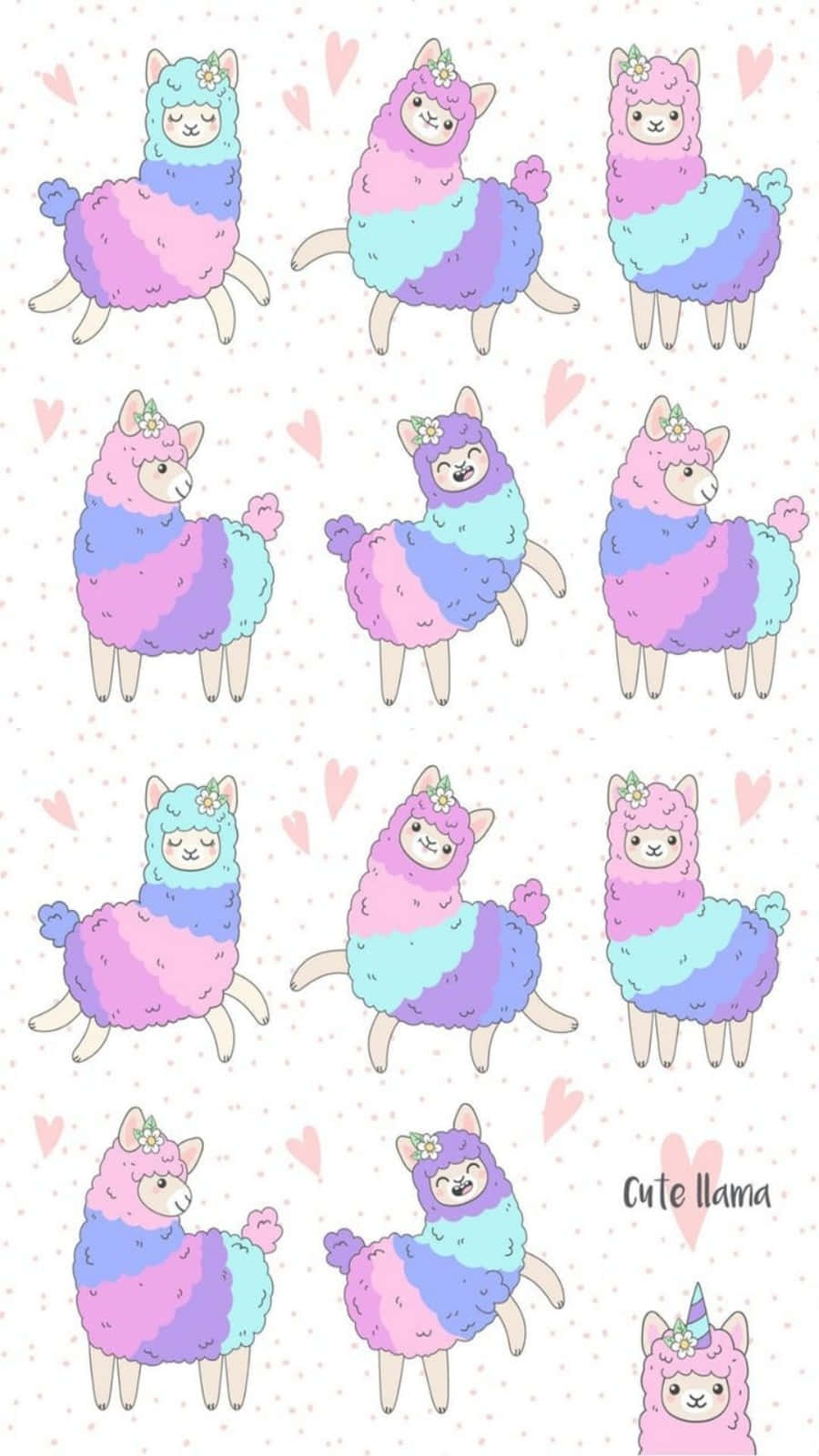 Cute Llama Seamless Pattern Background