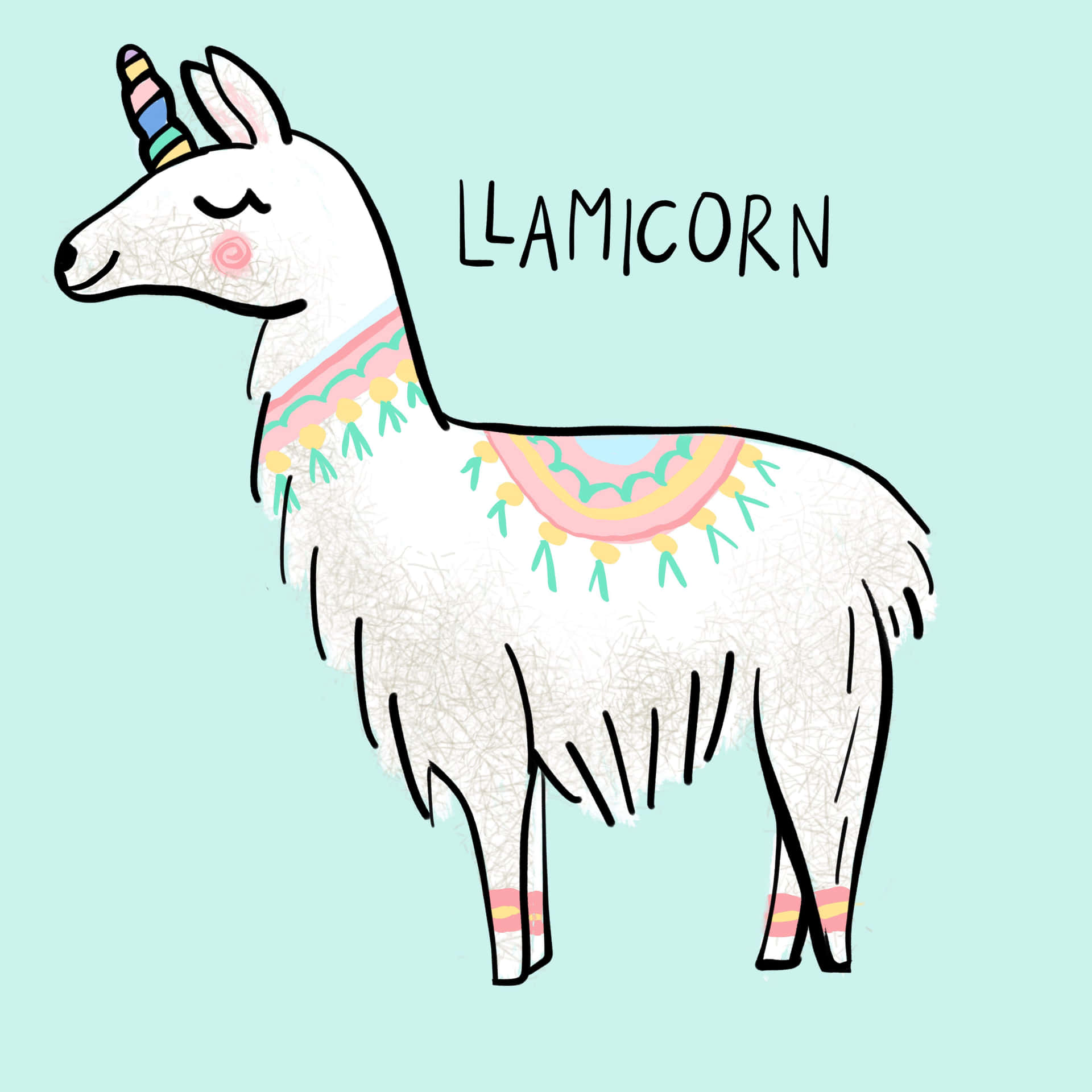 Cute Llama X Unicorn Background