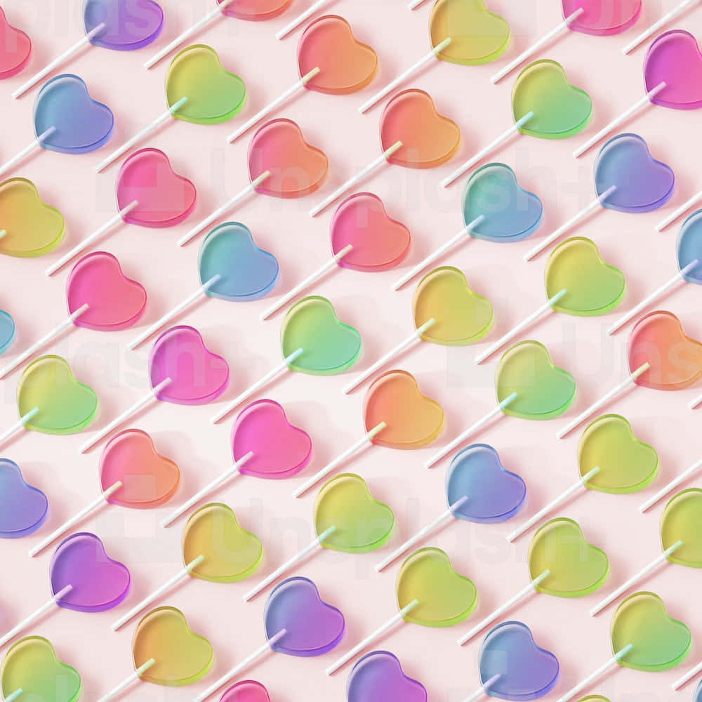 Cute Lollipop Candies Green Background