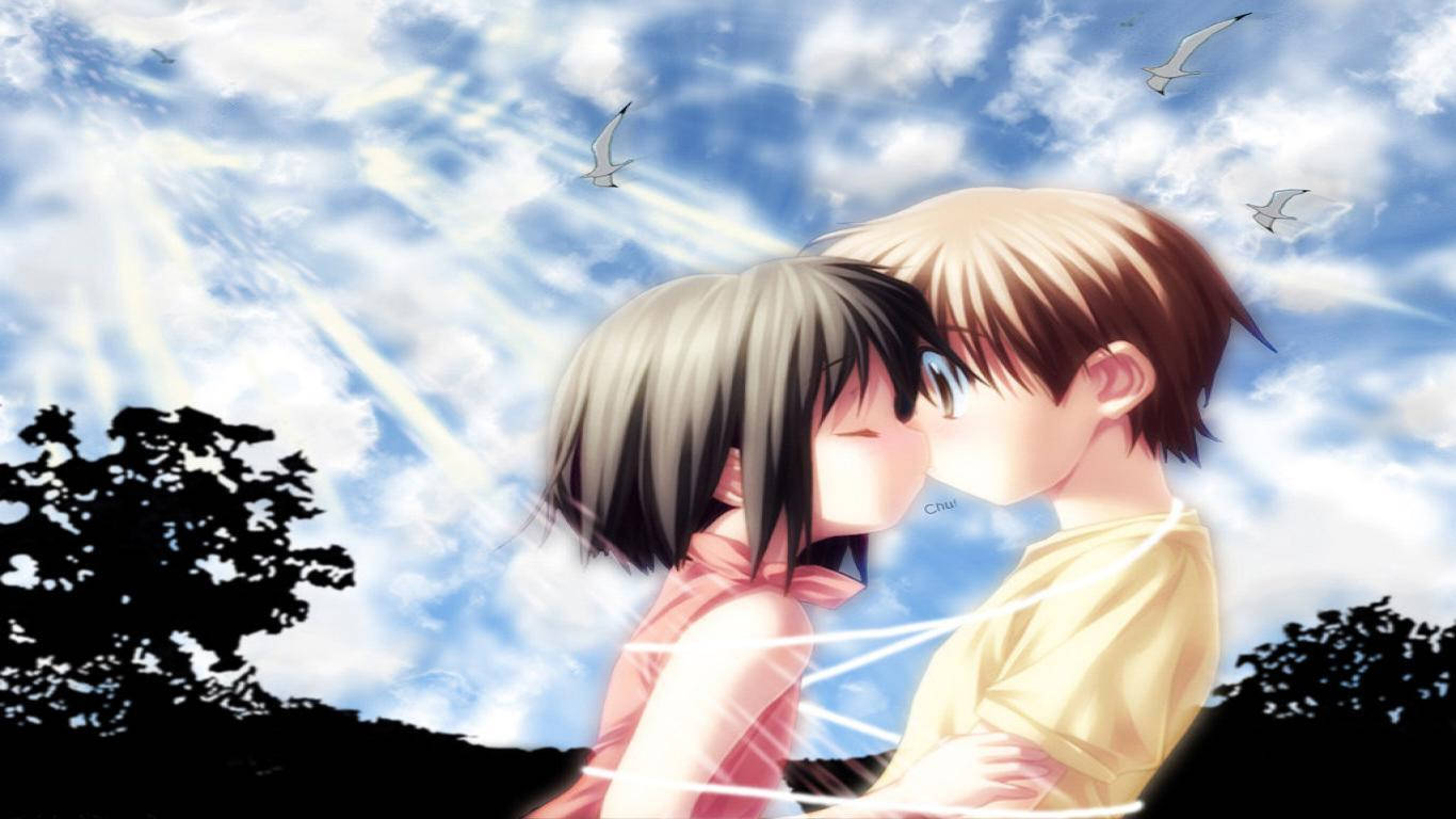 Cute Love Anime Kiss Background