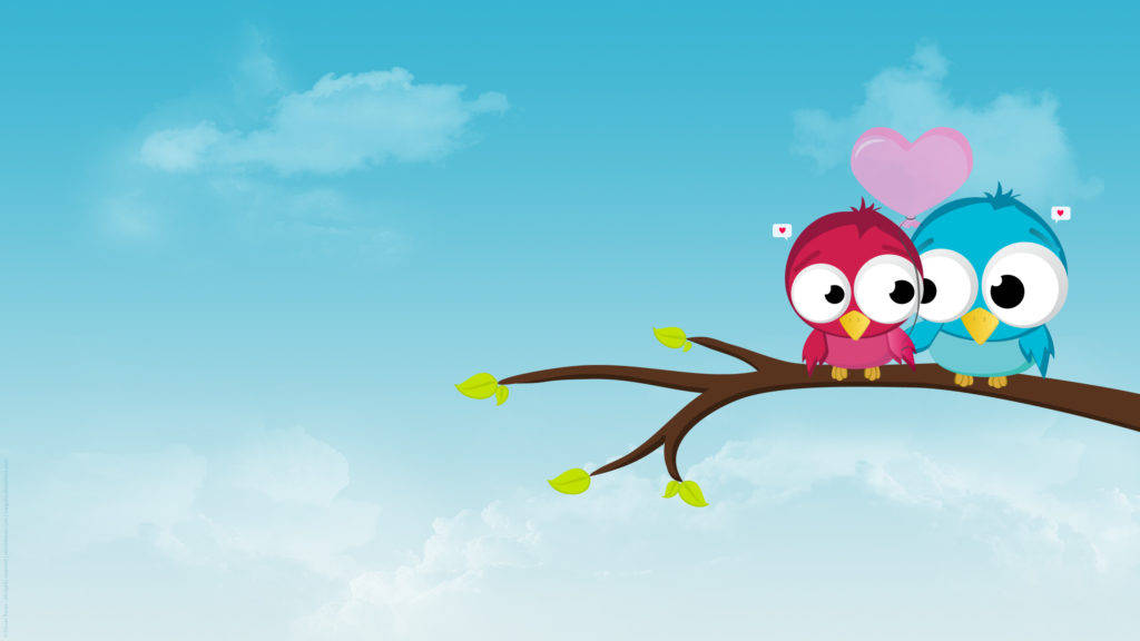 Cute Love Birds On Tree Background