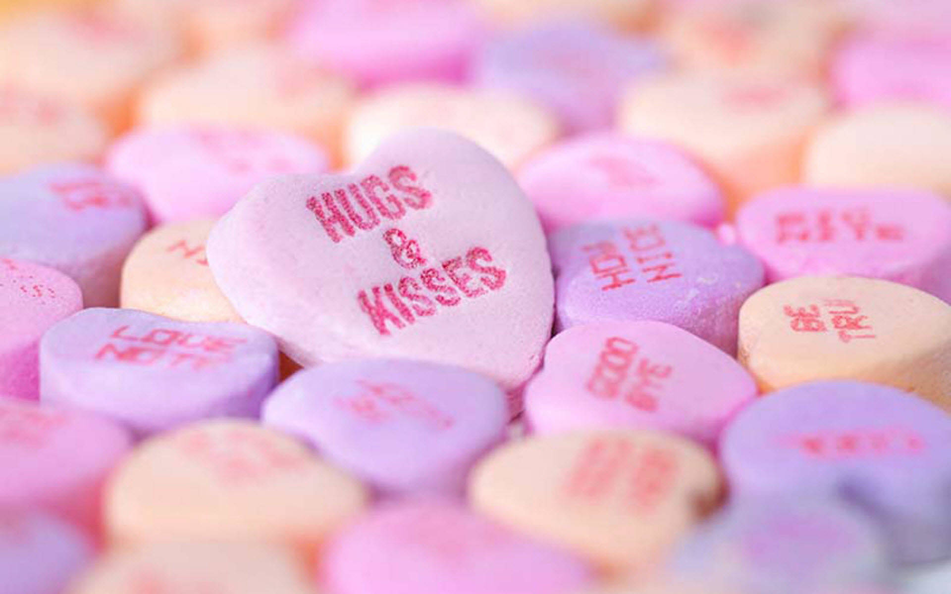 Cute Love Heart Candies Background