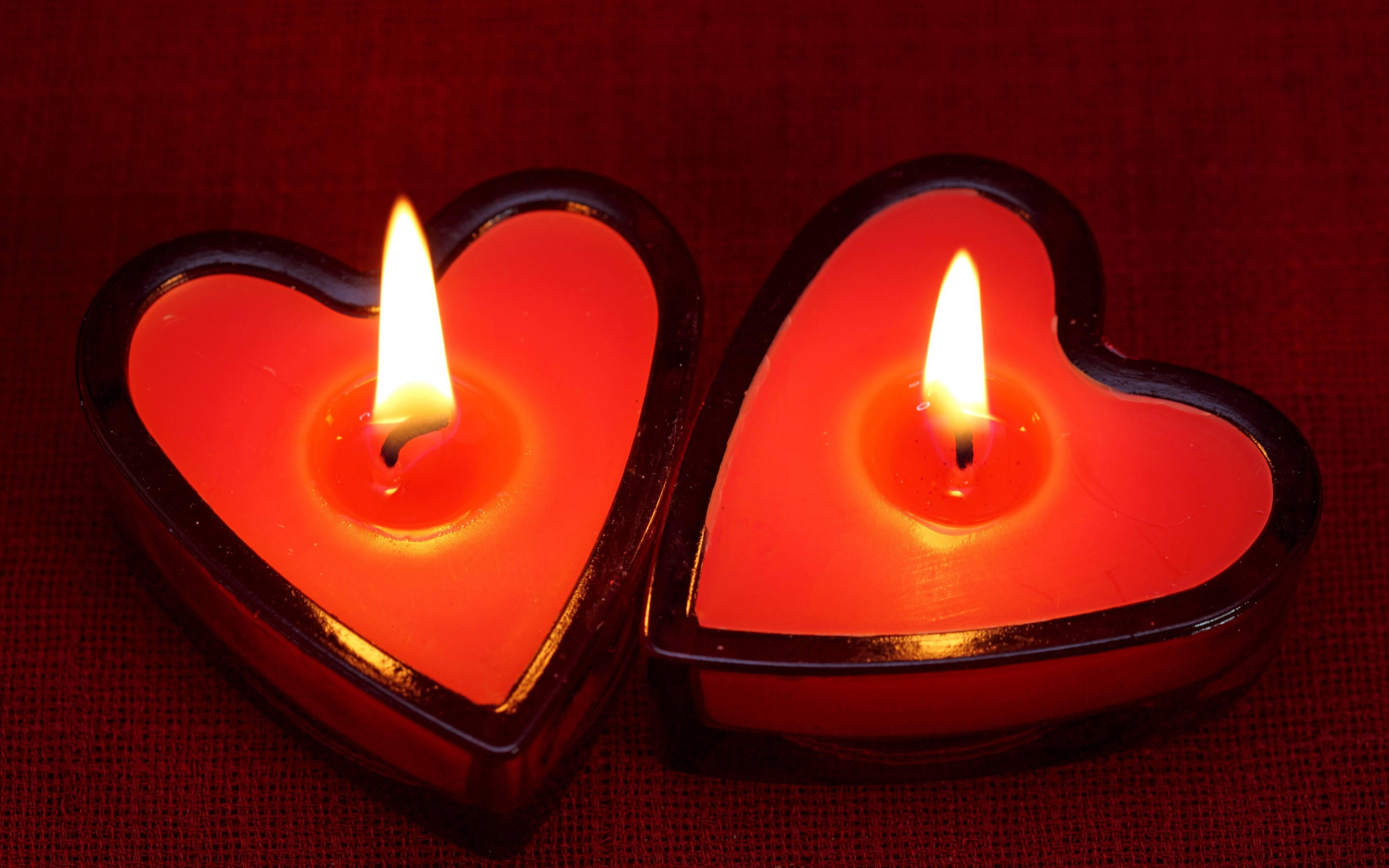 Cute Love Heart Candles Background