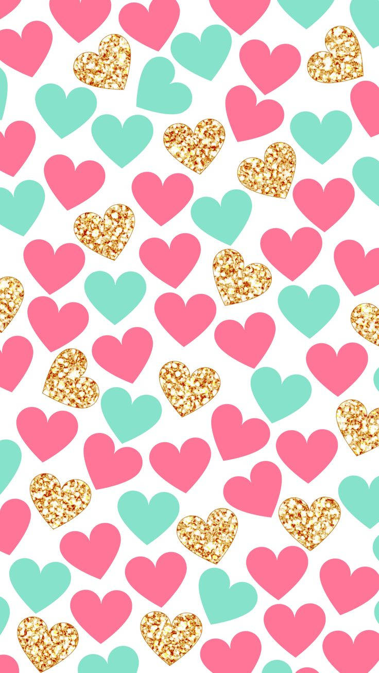 Cute Love Heart In Different Colors Background