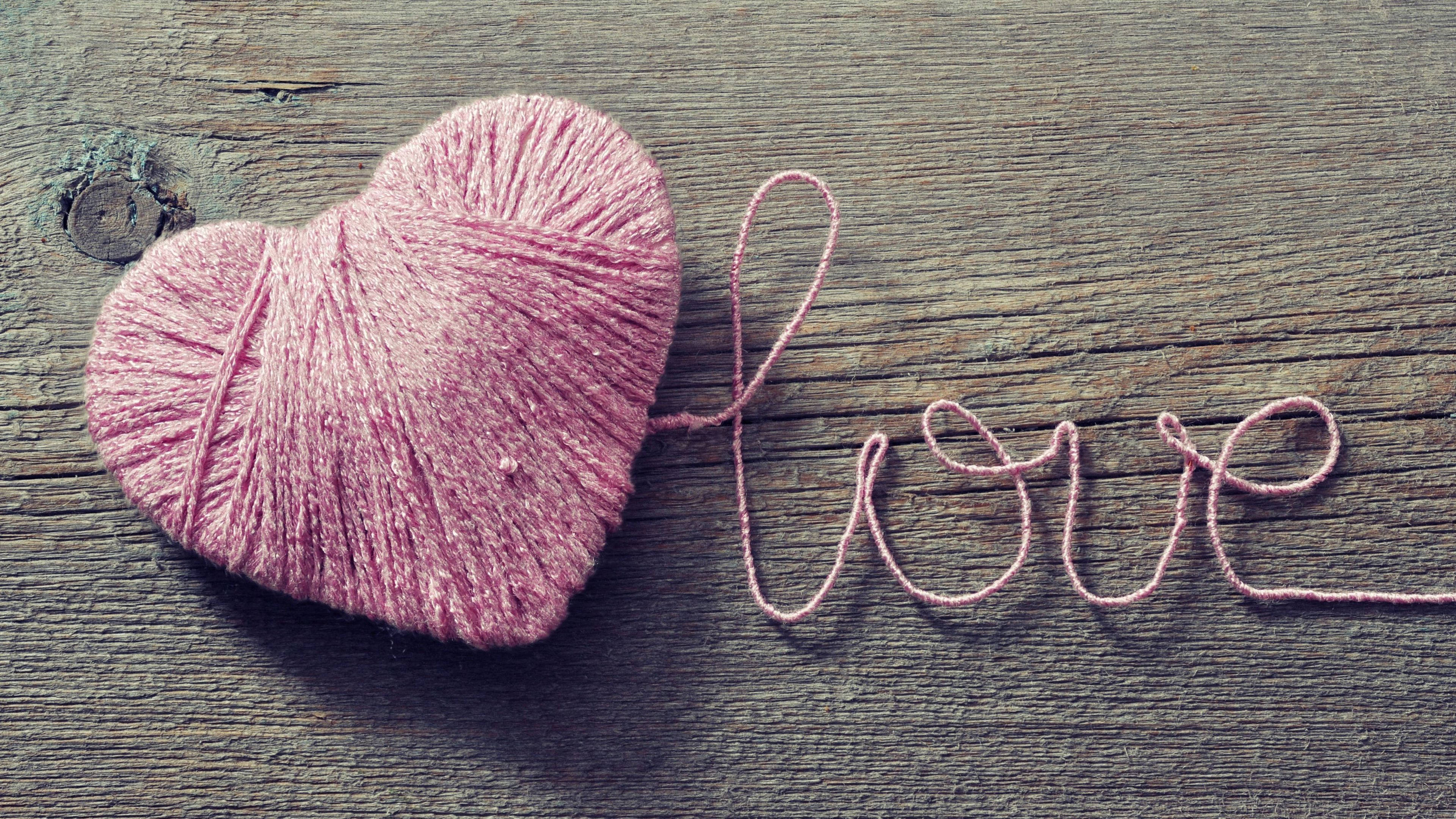 Cute Love Heart Yarn Art Background