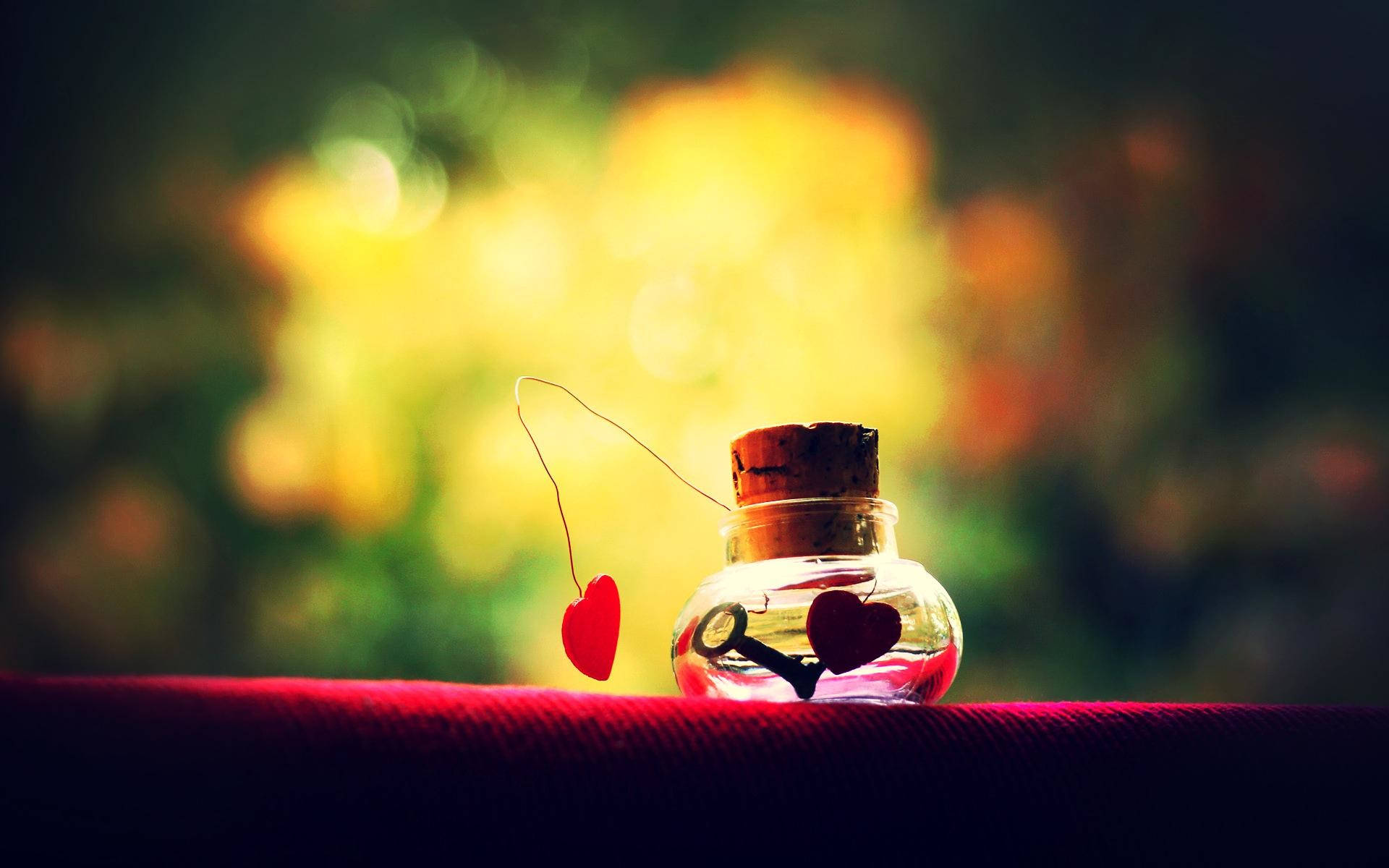 Cute Love Jar Of Hearts Background