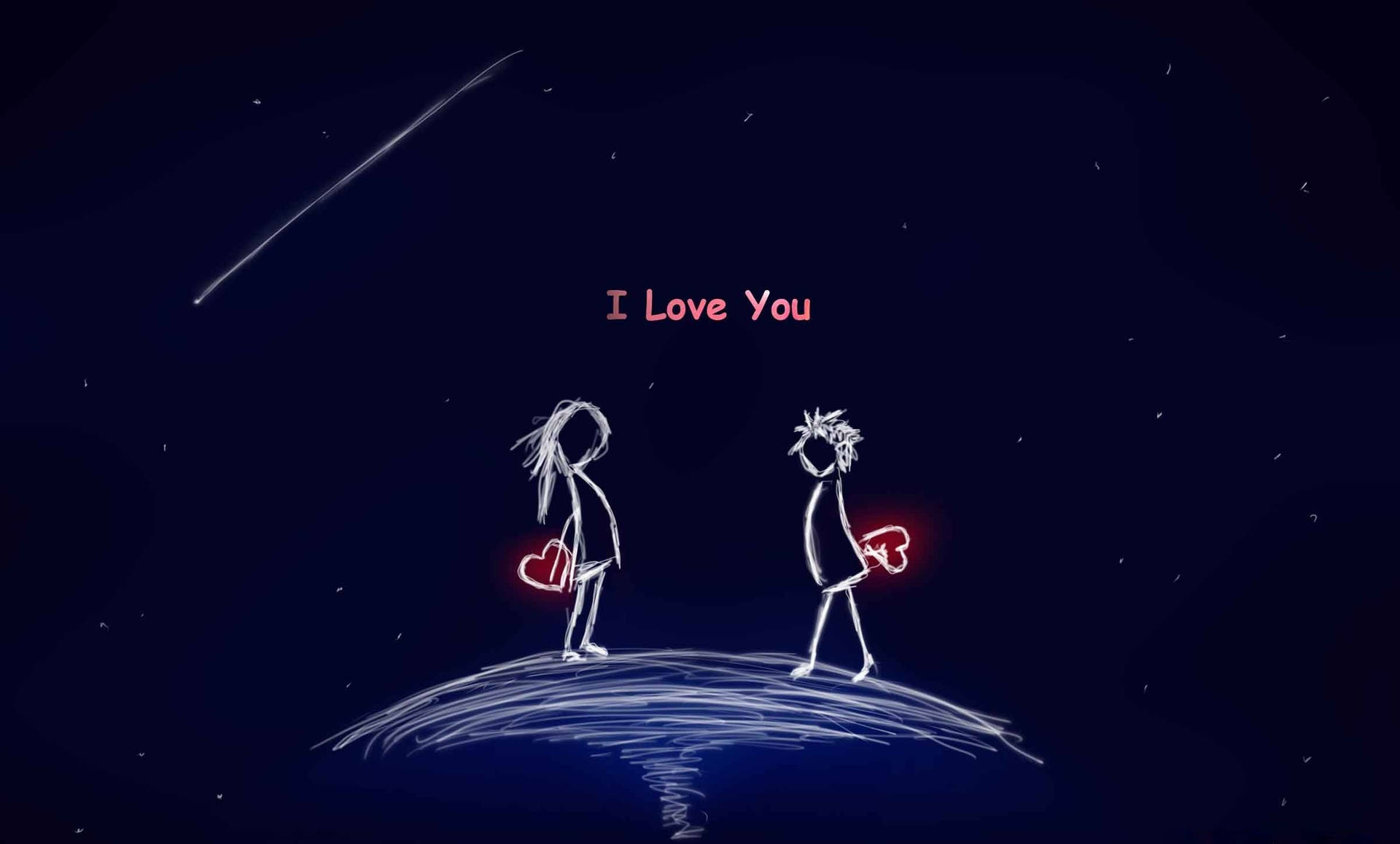 Cute Love Story In Stickman Drawing Background