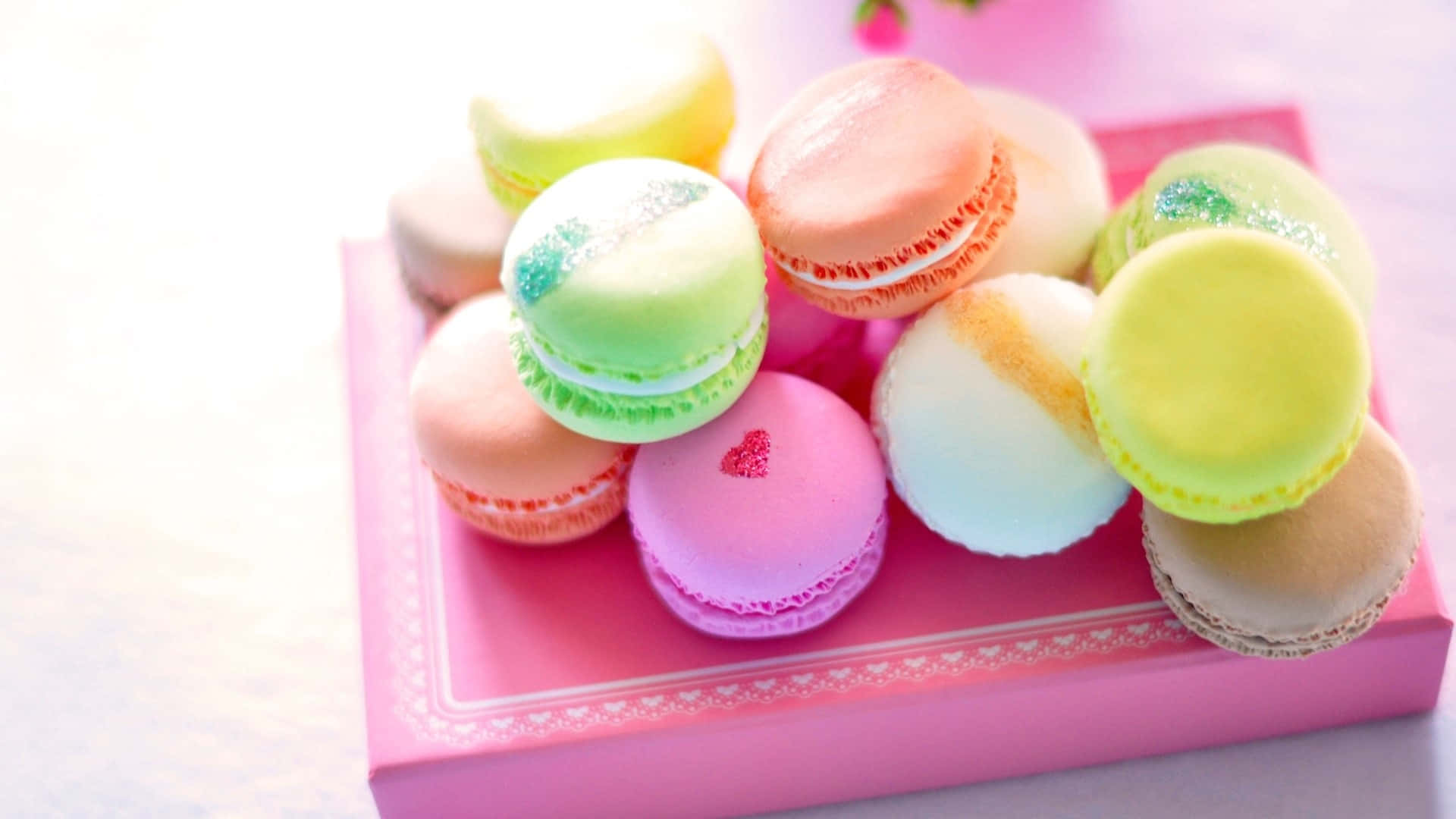 Cute Macaron With Edible Glitters Background