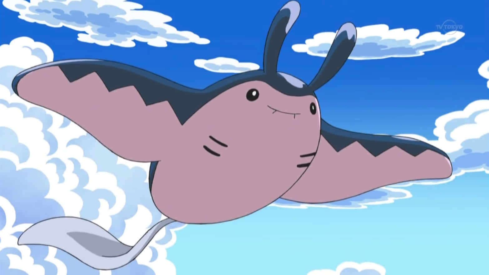 Cute Mantine Flying On Sky Background