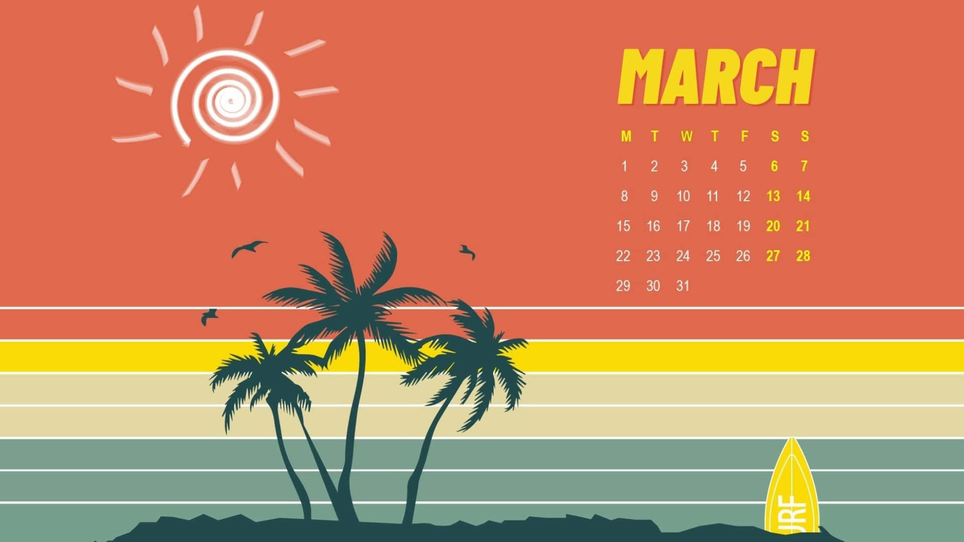 Cute March Calendar Background