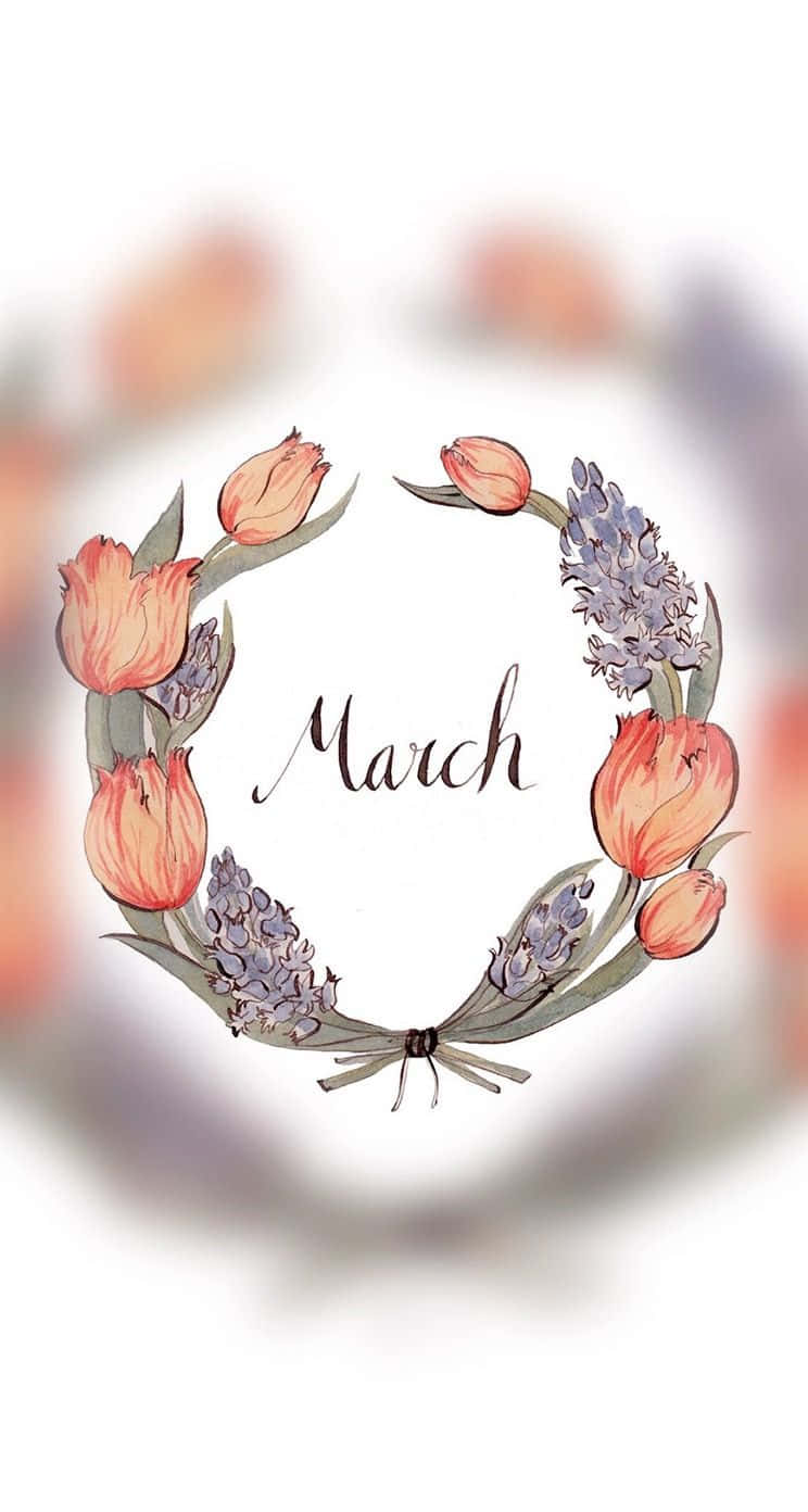 Cute March Wreath Background