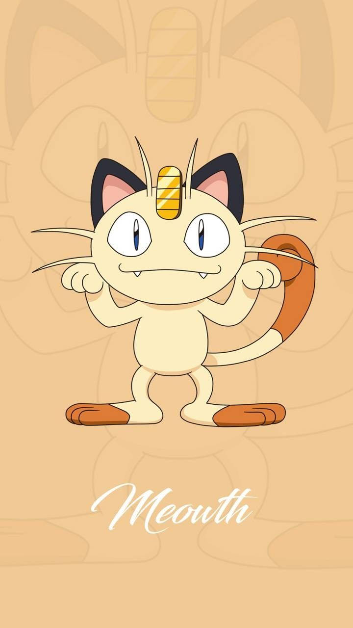 Cute Meowth With Tan Backdrop Background