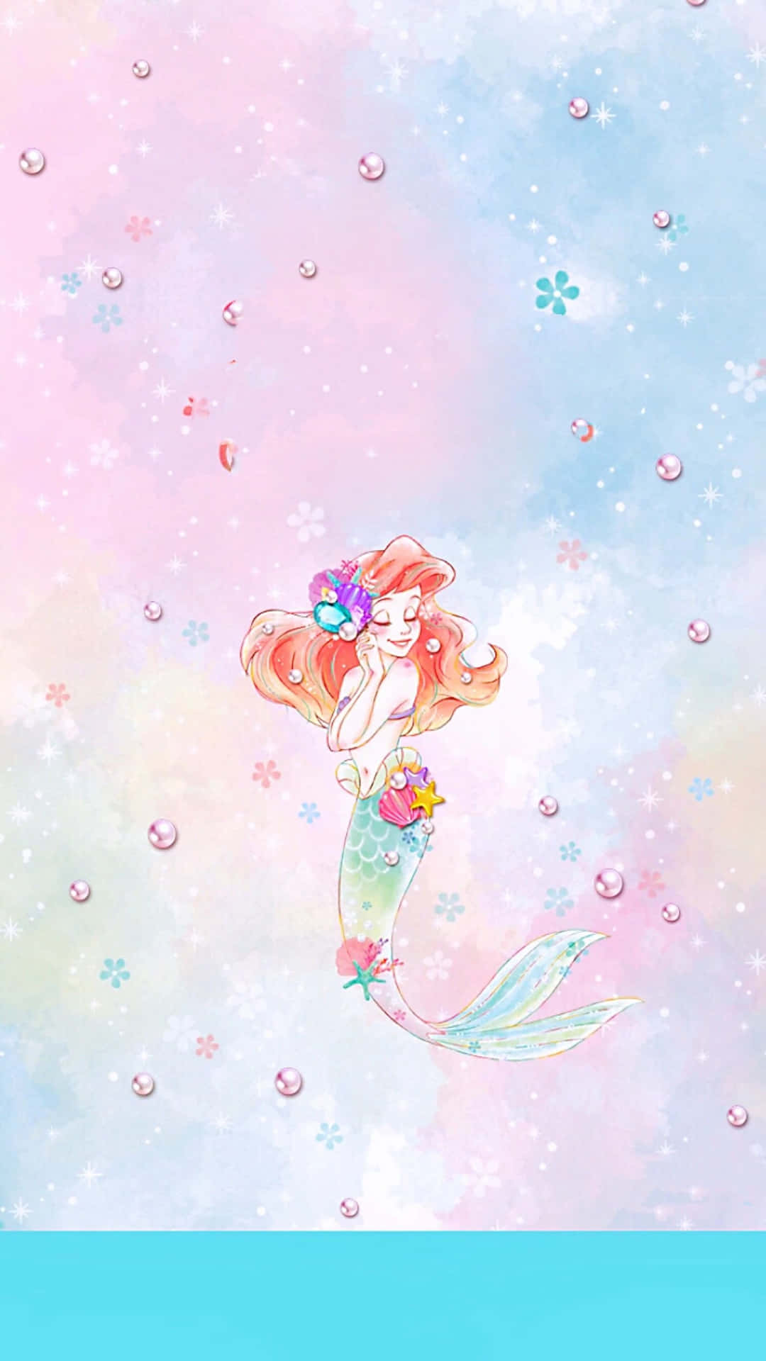 Cute Mermaid Ariel Digital Drawing Background