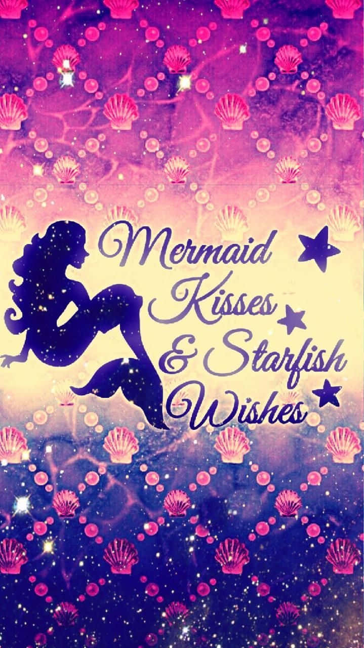 Cute Mermaid Violet Quote Design Background