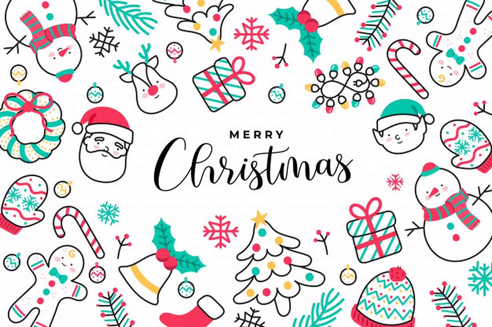 Cute Merry Christmas Doodle Banner