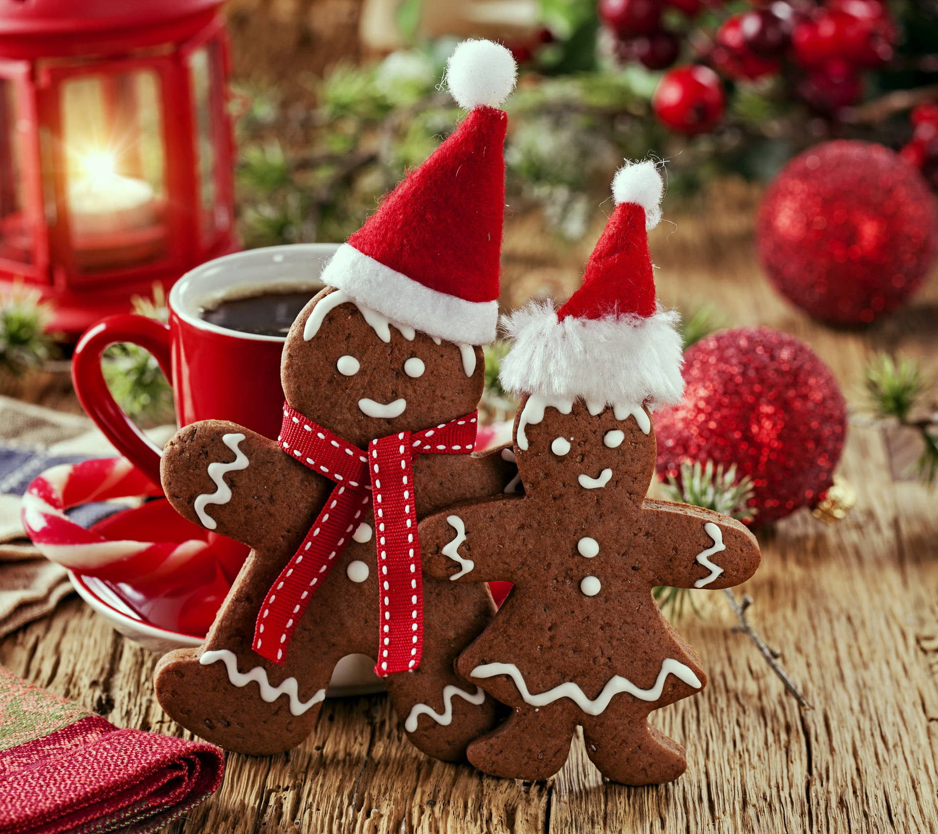 Cute Merry Christmas Gingerbread Cookies Background
